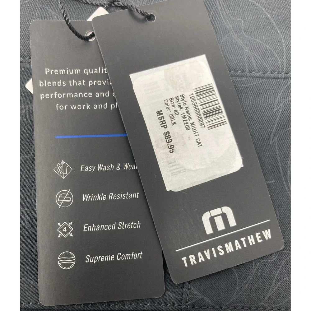 Travis Mathew Hybrid Golf Shorts Night Cat 1MZ209 Black Floral Print Mens 40 NWT